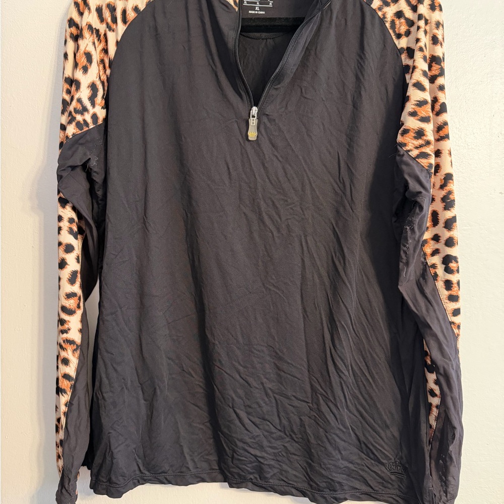 Kastel Chic Black Pullover With Leopard Print Sle… - image 1